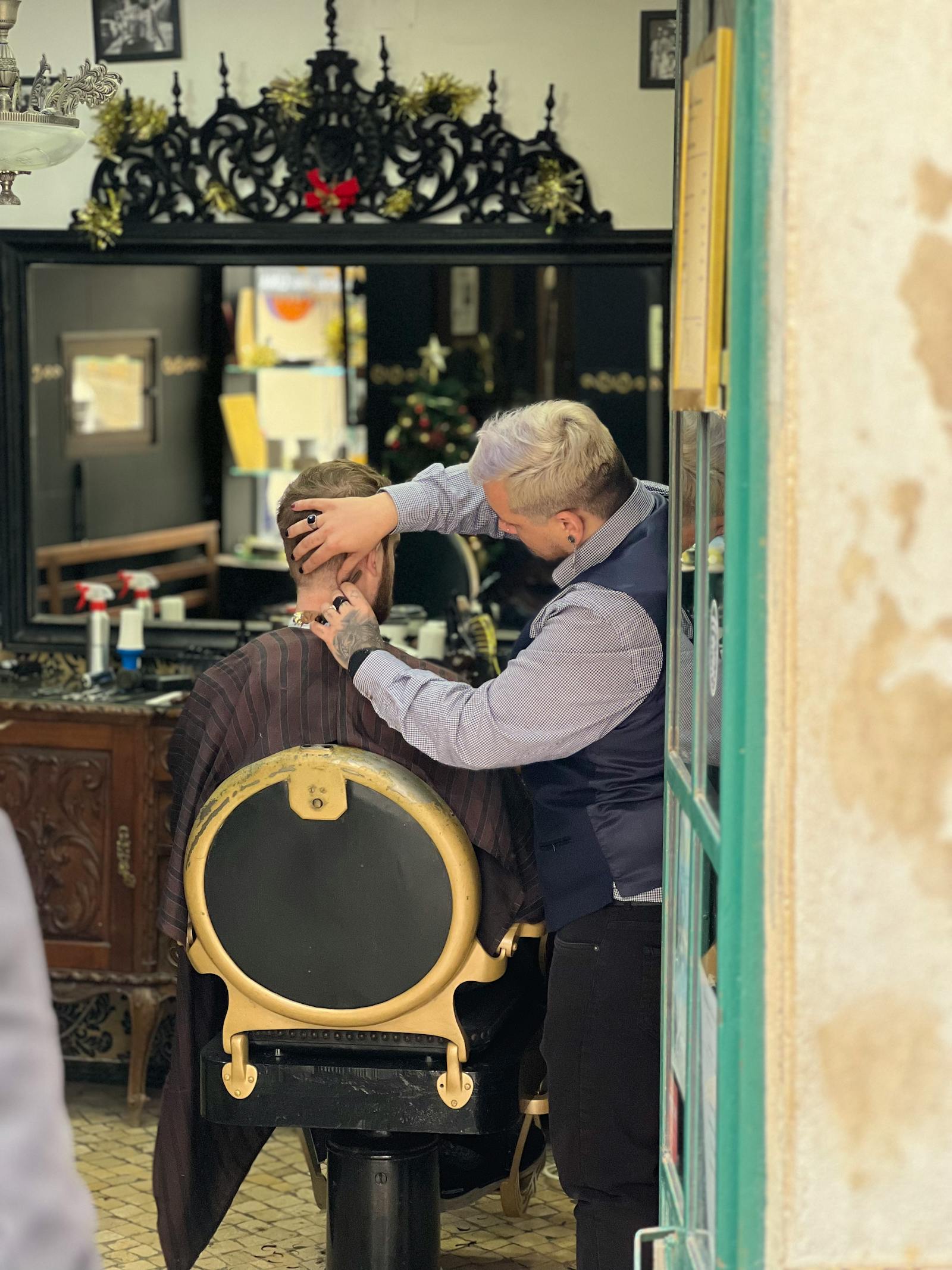 A barber at work in the shop